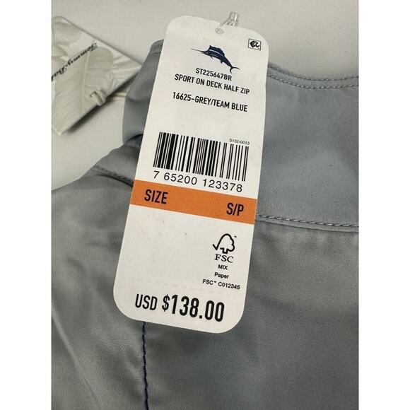 Tommy Bahama Island Zone Sport On Deck 1/2 Zip Pullover Grey/Blue Men’s Small - Picture 7 of 7